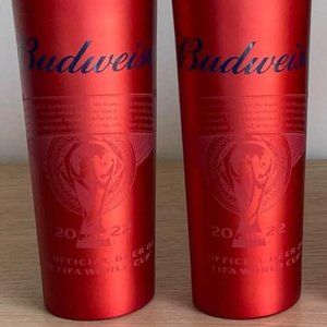 Pair of FIFA World Cup Qatar 2022 Budweiser Original Aluminum Tumblers Glasses